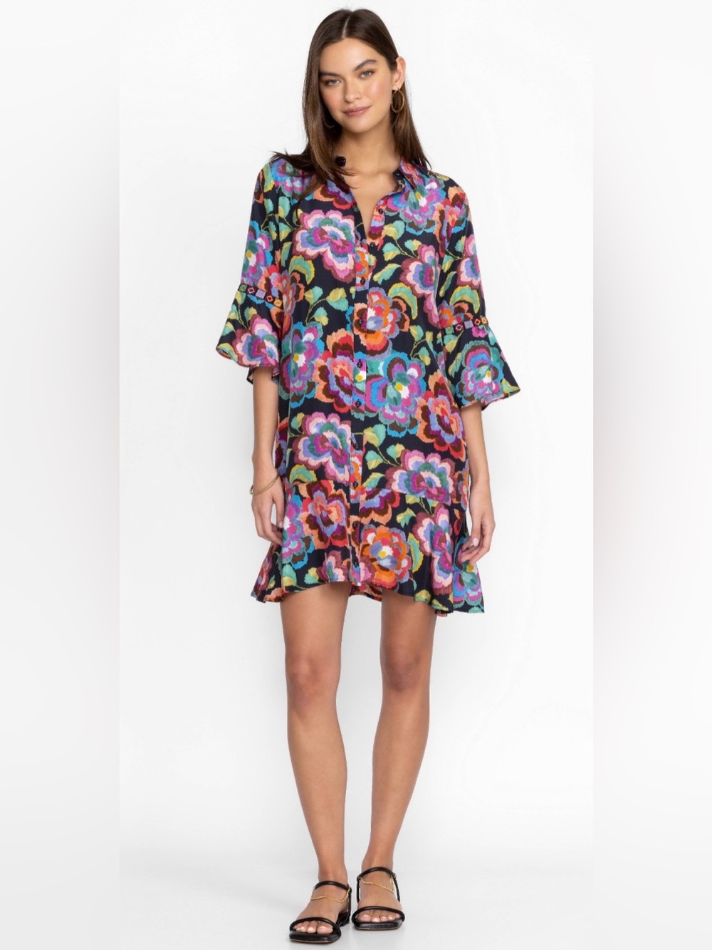 Johnny Was Workshop Calanthe Silk Tiered Flounce Dress